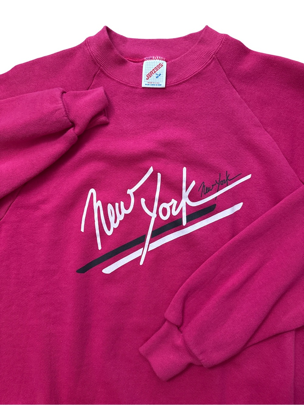 Vintage 80’s/90’s Jerzees New York Women’s Pink Sweatshirt Size Large 42-44 USA